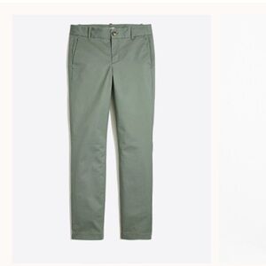 J Crew Factory Laney Chino Pant Cyprus Green Flat Front Ankle Length Size 0